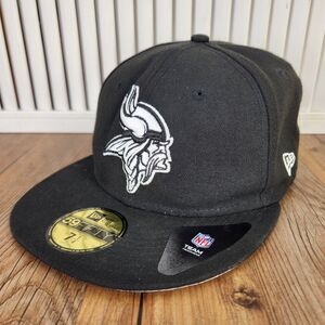 Minnesota Vikings New Era 59fifty Size 7 1/4 Hat Cap Black White NFL Football